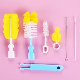 Kid Keeper Baby Bottle Brush Cleaner Set Nylon Sponge Cleaning Brush Blue (Color: Blue)