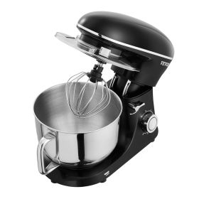 Stand Mixer, 6 QT Dough Mixer, 660W 6 + P Speeds Tilt-head Food Mixer with Stainless Steel Bowl, Dough Hook, Wire Whip, Flat Beater, Scraper (Color: Black, Capacity: 6.2 L)