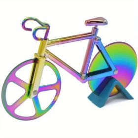 Creative Bicycle Shape Pizza Cutter, Dough Divider, Stainless Steel Pizza Cutter Wheel, Cookie Cutter (Color: Rose Golden)
