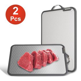 2Pcs Double Sided Cutting Board Stainless Steel PP Chopping Board Lightweight Kitchen Cutting Board Mesh Design with Grinding Zone Knife Sharpene (Option: 2pcs)
